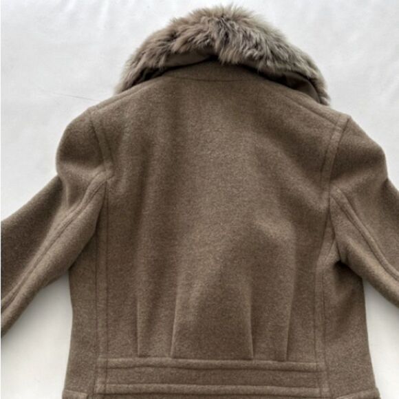 Ralph Lauren Olive Drab Wool Felt Double Breasted Shearling Collar Coat - Picture 11 of 14